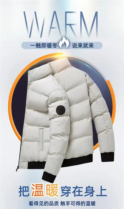 2025UFC new thick jacket, warm cotton-padded jacket, winter casual sports down jacket, stand-up collar windproof jacket.