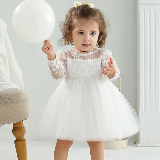 Baby Taufe Weißes Kleid Säuglingskleid Kleid Mädchen Party Geburtstag Hochzeit Prinzessin Kleid Für Kinder Erstkommunion Leistung 0-24M