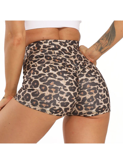 Sexy Booty Shorts Women Quick Drying Push Up Femme Shorts High Waist Workout Gym Shorts Stripe Leopard Fitness Running Shorts.