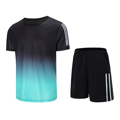 2pcs Summer Men's Quick drying Sports Suit Loose And Comfortable Round Neck Short Sleeved T-shirt Versatile Running Pocket Short.