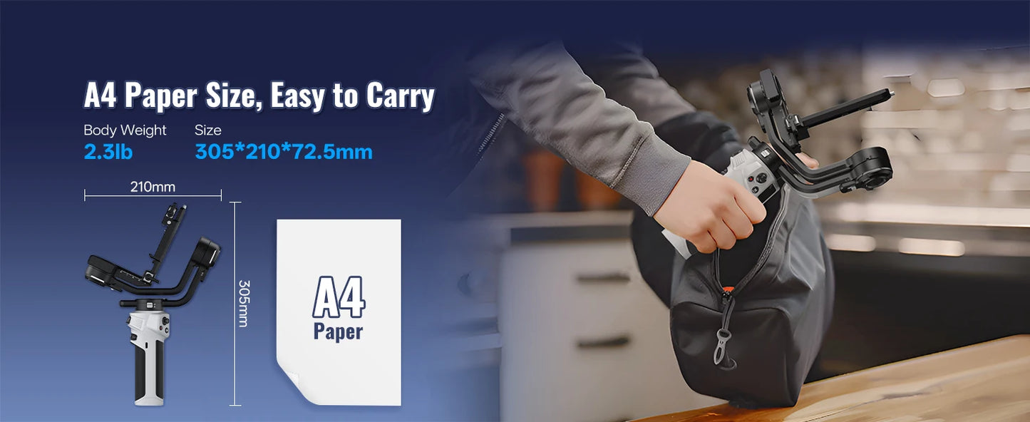 ZHIYUN Official CINEPEER WEEBILL 3E Handheld Camera Gimbal Stabilizer 3-Axis Cameras Gimbals for DSLR Mirrorless Cameras.