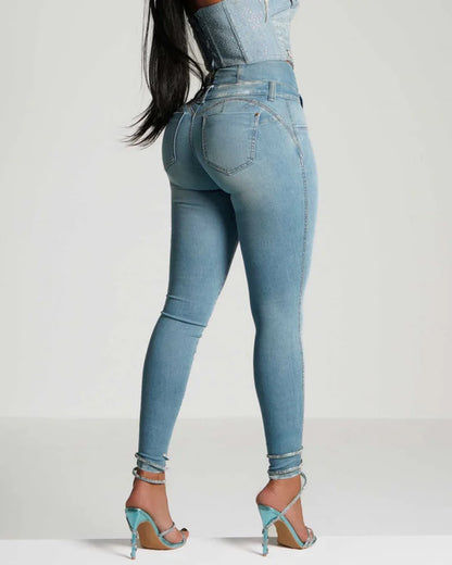 Stretch Skinny Denim Women's Jeans Mid Waist Pants Blue Elastic Slim Pencil Trousers Female Fashion Office Trendy Pants Y2K.