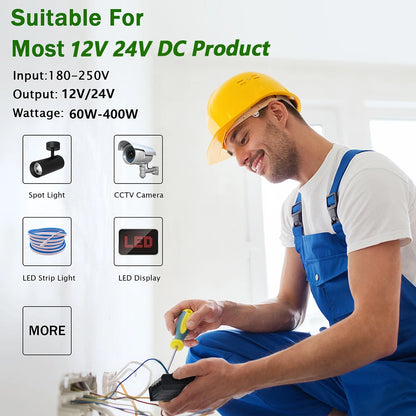 12V 24V 60W 100W 150W 200W 300W 400W Transformer Power Supply 110V 220V 230V AC to 12 24 Volt DC LED Strip Light Bulb LED Driver.