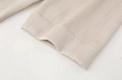 Women's Double-Breasted Loose Blazer Coat and High Elastic Waist Wide Leg Pants, Female Two Piece Sets, Fashion.