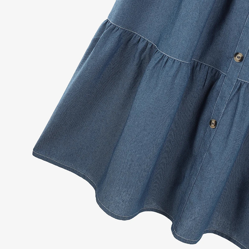 Autumn Elastic Waist Solid Skirts ZANZEA Fashion Women Denim Blue Skirt Elegant A-line Work Overskirts Casual Loose Holiday Jupe.