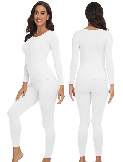 Women Thermal Underwear Set 2 pack Long Johns Ultra Soft Fleece Lined Base Layer Keep Warm Cold Weather Top Bottom﻿