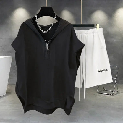 Korean Large Size Casual Sports Shorts Single Piece/suit Men Trend All-match Fashion Straight Leg Loose Half Pants Streetwear.