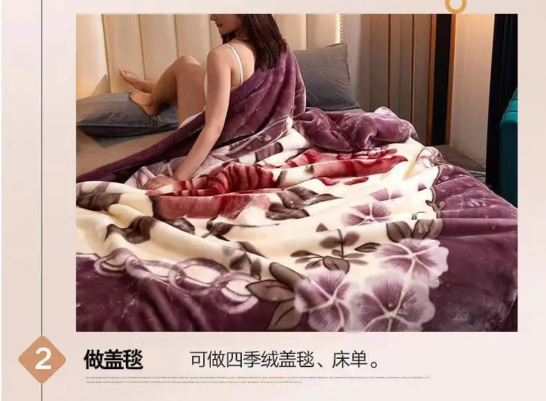 2025 new printed double-layer thickened Raschel  - et single double autumn and winter warm  - et cloud mink  - et.