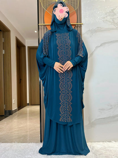 New Two Piece Set Solid Jilbab Prayer Muslim Abaya Set Women Prayer Garment Dress Hijab Long Khimar Skirt Sets Islamic Ramadan.