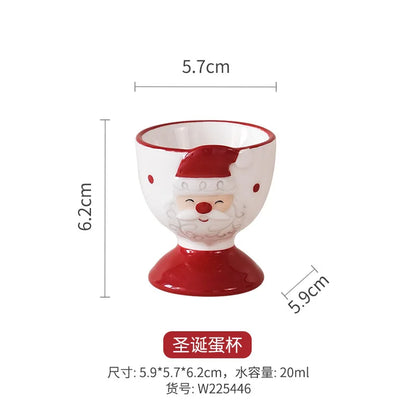 Nordic Stitching Santa Claus Dishes Plates Tableware Set Embossed Sealed Jar Seasoning Jar Western Ceramic Flat Plate Cup