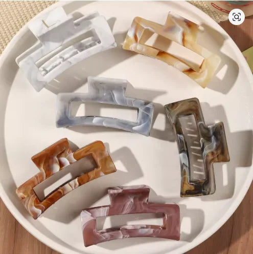 Big Hair Claw Clips Ice Cream Color 6 Pcs for Thick Hair,Square Hair Clips for Women Rectangle Nonslip Acrylic Banana Jaw Clips.