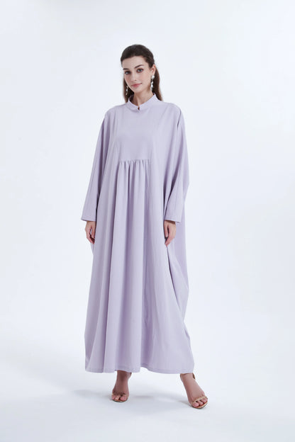 Ramadan kebaya Middle Eastern Muslim women's dress solid color pleated bat sleeve loose dress Abaya.