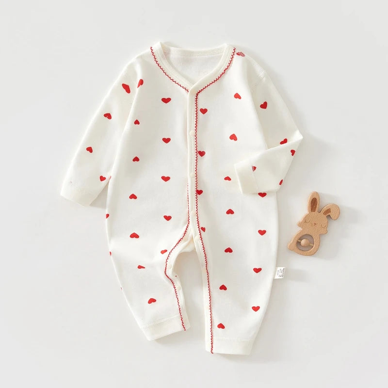 Somenie Baby-Einteiler, Frühling und Herbst, Baumwoll-Pyjama, Jungen- und Mädchen-Baby-Overall, niedlicher bedruckter Body, bequemer Einteiler für Neugeborene.