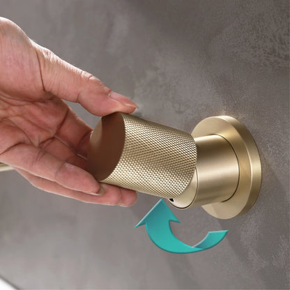 Luxury brushed gold brass wall mounted adjustable water volume bathroom faucet Embedded design for hot and cold water basin Tap