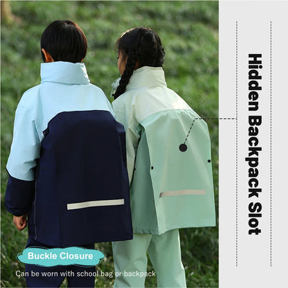 LOlanta Kids Waterproof Suit Hooded Raincoat Jacket and Trousers Set Puddle Suit with Zip for Boys Girls 8-14 Years.