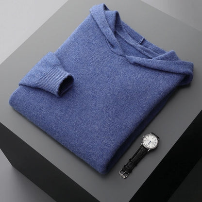 One-piece Hat with Pocket Men's Pullover 100% Cashmere Knitted Sweater Casual Comfortable Top Base Shirt Men's Clothing