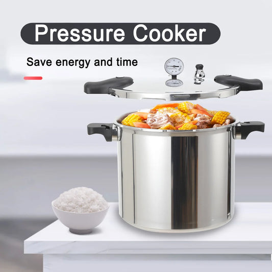 22L Aluminium Alloy Pressure Canner 90Kpa Thickened Explosion-proof Pressure Cooker Pot with Pressure Gauge and Safety Valve.