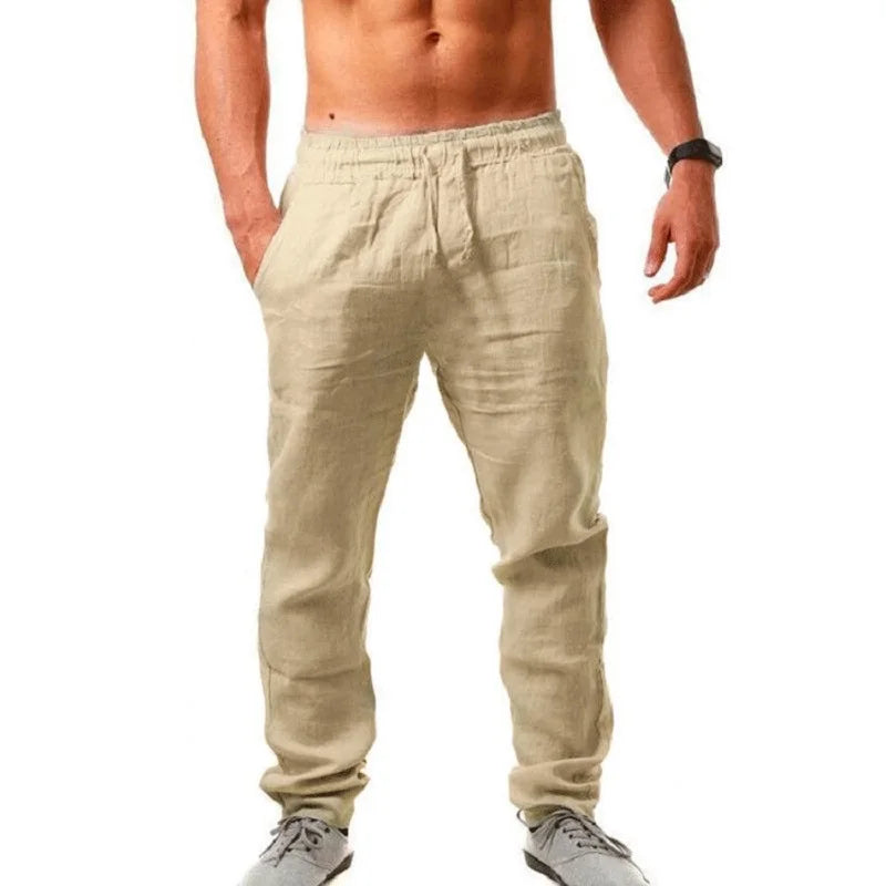 Korean Summer Men's Cotton Pants New Breathable Solid Color Comfortable Pants Fitness Yoga Jogging Sweatpants Streetwear.
