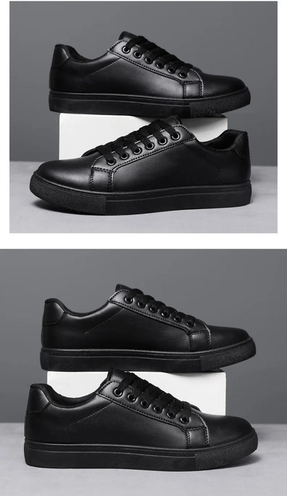 White Black Men Shoes Comfortable Casual Skateboard Shoes Men Solid Leisure Sneakers Lightweight Walking Shoes.