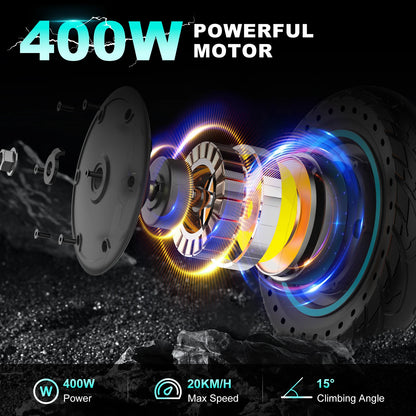 RCB EV10K PRO ABE Electric Scooter, App Control, 10'' Foldable 400W Electric Scooter Adults, E-Scooter with Dual shock absorbers.