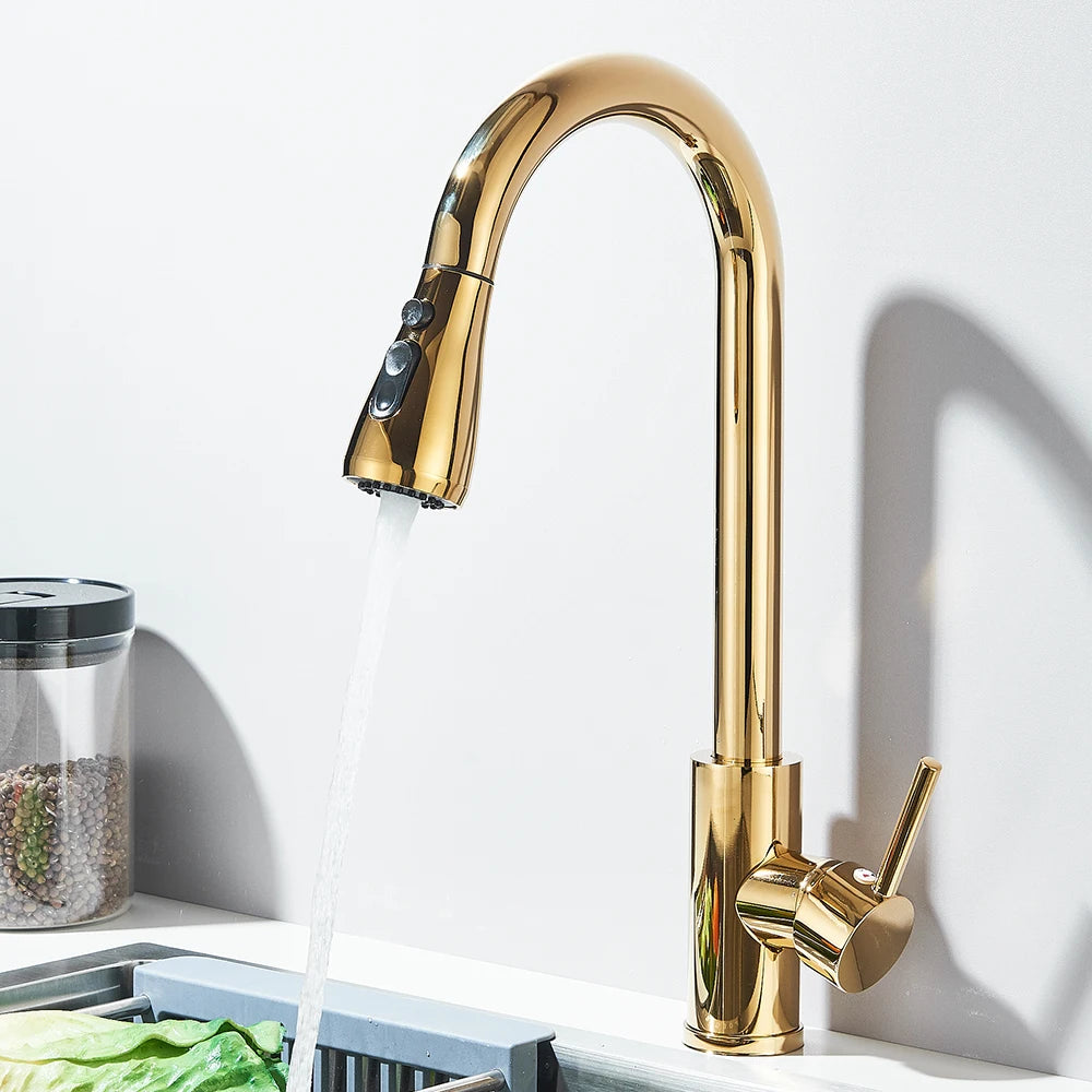 Kitchen Faucet Brushed Nickel Hot and Cold Water Faucet Kitchen Sink Faucet Pull-out Sprayer For Kitchen Sink Faucet