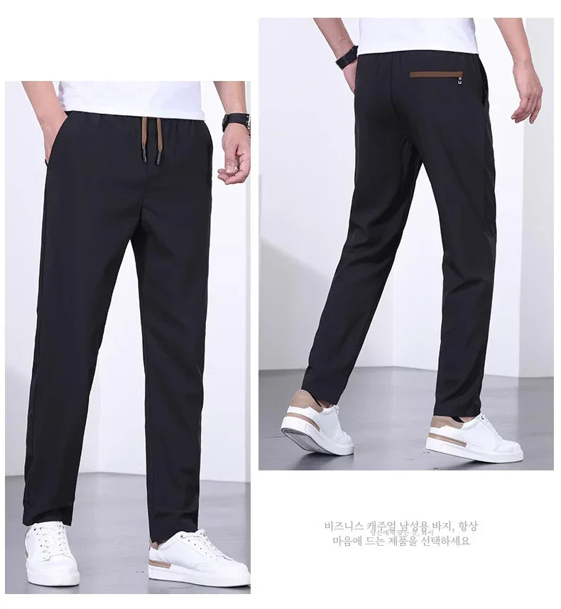 Schnell trocknende Herrenhose, Kordelzug, elastische Taille, Freizeithose, lockere gerade Hose, Sommermode, trendig