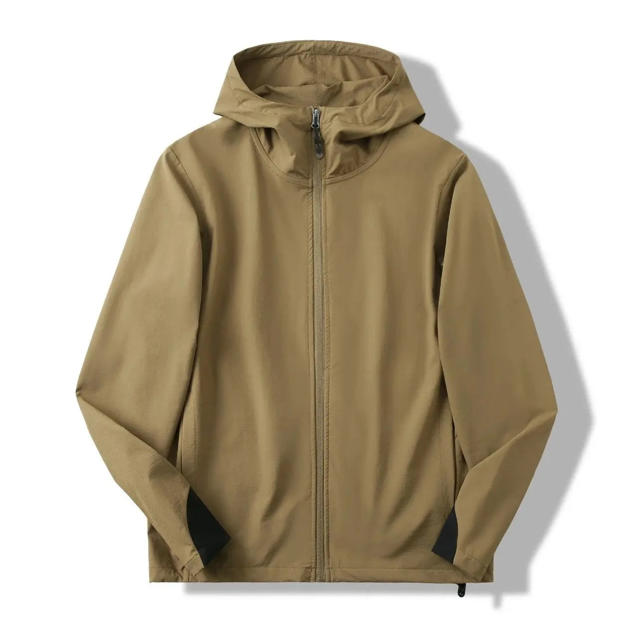 Compass Button Patch Italian Luxury Style Men's Lightweight Windbreaker Jacket Zippered Suitable For Outdoor Sports And Hiking.