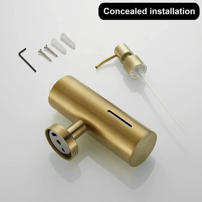 Manueller Seifenspender aus gebürstetem Edelstahl 304, Wandmontage, goldener schwarzer quadratischer runder Seifenspender für Hotelbadezimmer