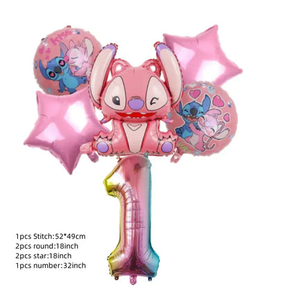 Niedliche Cartoon-Lilo und Stitch-Luftballons, alles Gute zum Geburtstag, Party, Babyparty, Dekorationen, Kindergeschenke, Einweggeschirr