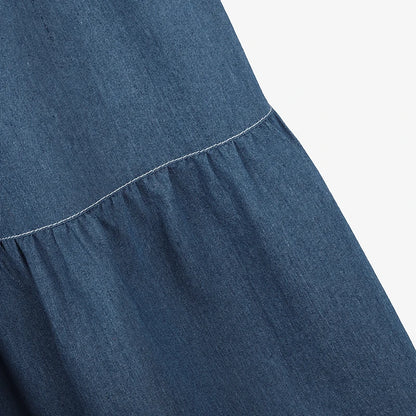 Autumn Elastic Waist Solid Skirts ZANZEA Fashion Women Denim Blue Skirt Elegant A-line Work Overskirts Casual Loose Holiday Jupe.