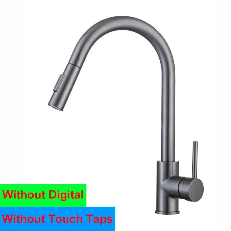 Brushed Gold Digital Kitchen Faucet Shenducs 304 Stainless Steel Hot Cold Kitchen Sink Mixer Tap Sensor Touch on Kitchen Faucet