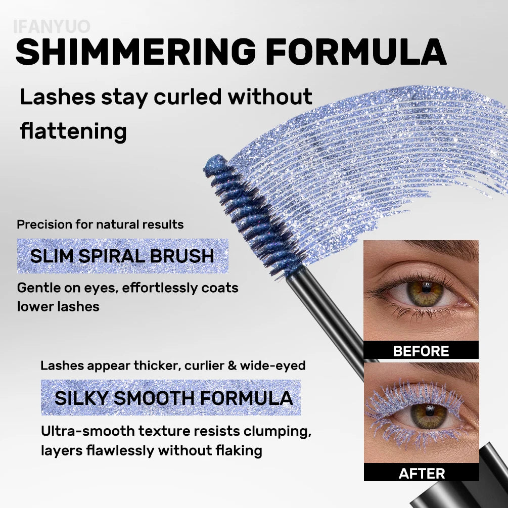 5 Colors Diamond Shimmering Mascara Long Lasting Makeup 3D Volume Eyelashes Curling Glitter Mascara Eye Lash Female Cosmetic.