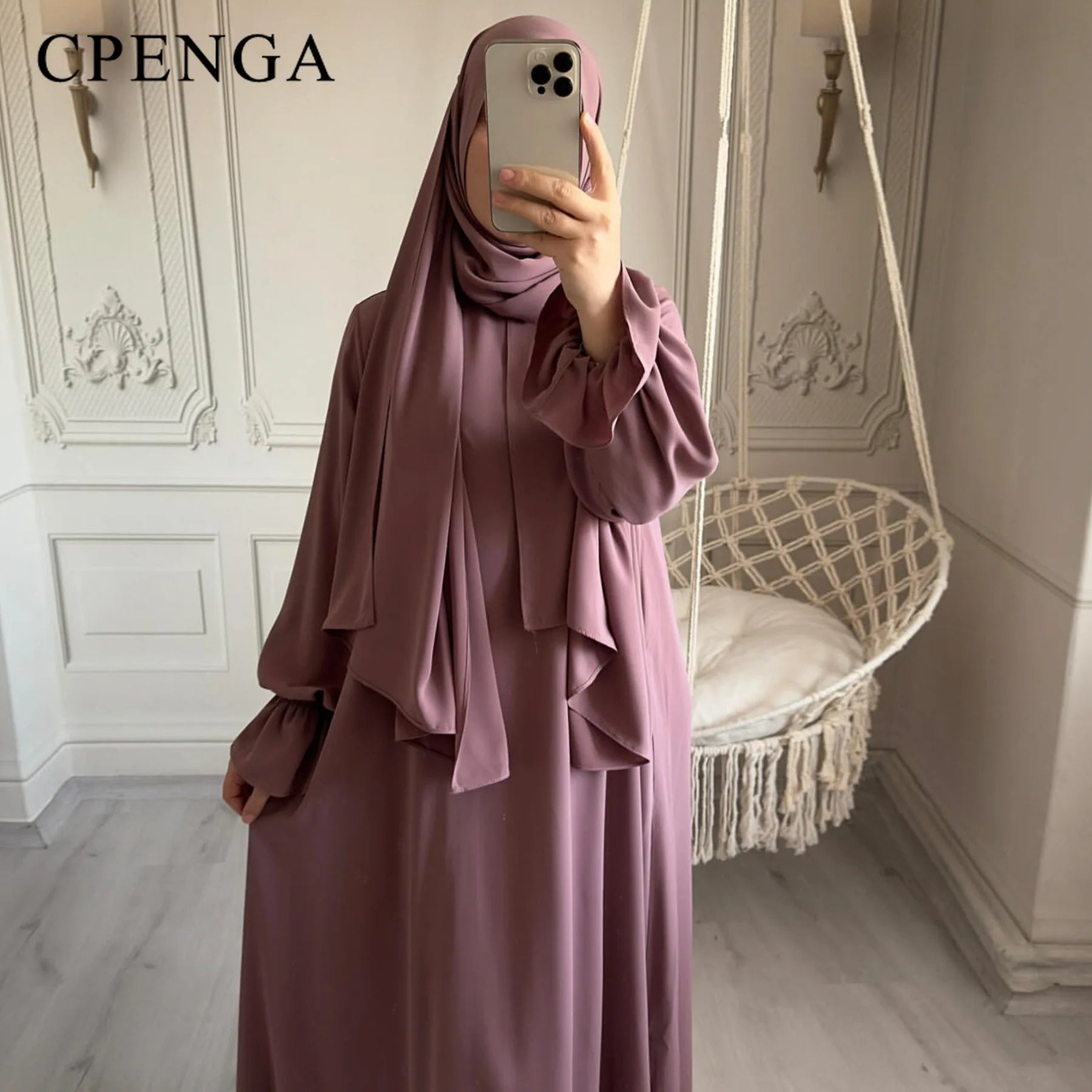 2024 Spring Muslim Modest Dress for Women Eid Arabic Femme Hijab Abaya Dubai 2 Pieces Islamic Long Sleeve Turkey Robe clothing.