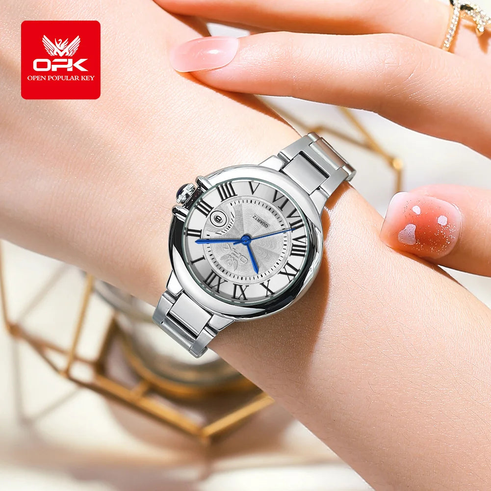 OPK 6039 Women Watch Roman Scale Stainless steel Waterproof Quartz Watch for Women.