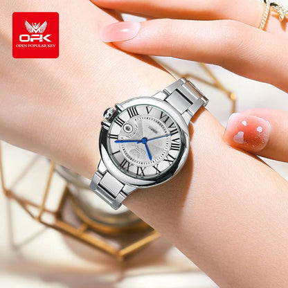 OPK 6039 Women Watch Roman Scale Stainless steel Waterproof Quartz Watch for Women.