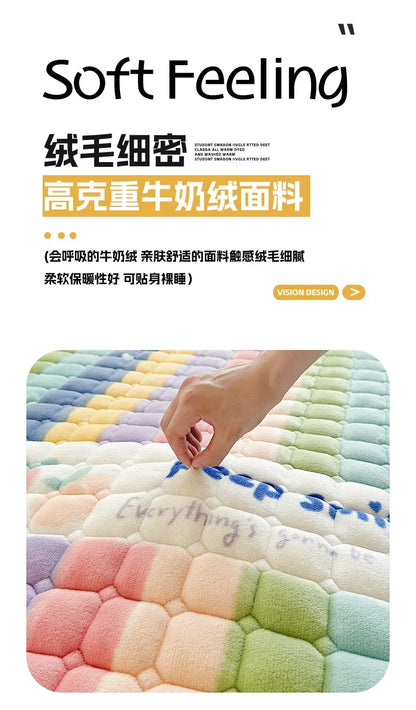 Winter Soft Thick Flannel Mattress Toppers Dormitory Single Double Bedspread Warm Bed Sheets Mattress Cover Fold Tatami Thin Mat.