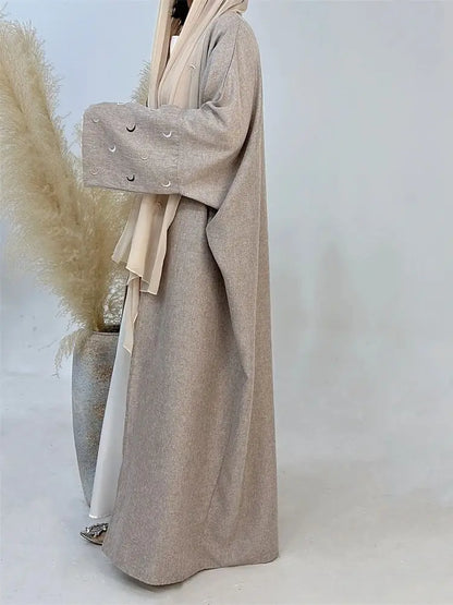 Moon Embroidery Open Abaya 2024 New Luxury Kimono Coat Hijab Muslim Sets for Women Islam Retro Modest Clothing for Party Kebaya.