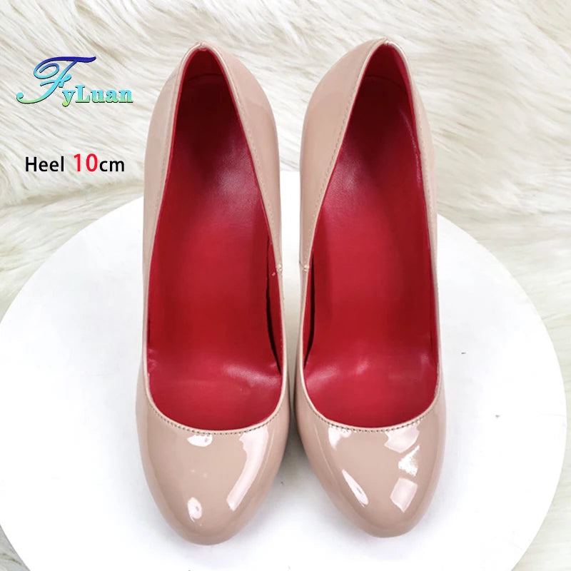 Brand Women Single Shoes 10CM 12CM Super High Heels Fashion Round Toe Stilettos Spring Autumn Female Daily Work Pumps Plus Size
