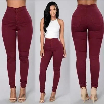 Einfarbig Dünne Jeans Frau Weiß Schwarz Hohe Taille Render Jeans Vintage Sexy Lange Hosen Femme Casual Bleistift Hosen Denim Jeans