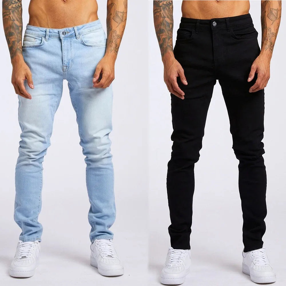 New Style of Denim Men's Jeans Cross-border Ins Trendy Black Slim High Waist Denim Pants Men.
