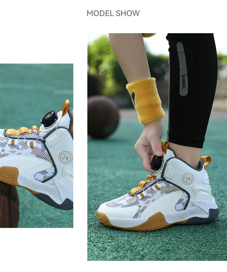 Kids Basketball Shoes Boys Sneakers Non-slip Child Trainer Basket Shoes Outdoor Children Sport Shoes.