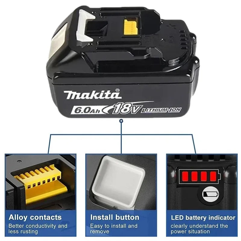 100% Original Makita 18V 6.0Ah battery, for Makita BL1830， BL1830B， BL1840 ，BL1840B ，BL1850 BL1860B power tools battery.