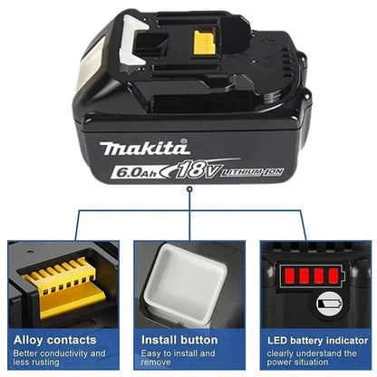100% Original Makita 18V 6.0Ah battery, for Makita BL1830， BL1830B， BL1840 ，BL1840B ，BL1850 BL1860B power tools battery.
