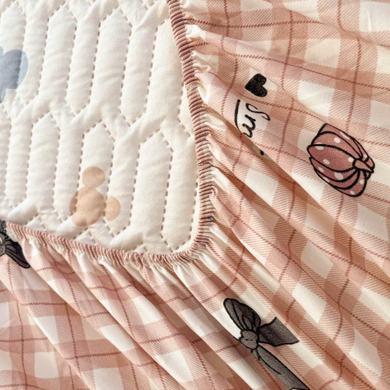 Thicken Bed Cover Waterproof Mattress Protector Elastic Bedspread Printed Bed Linen for Home 매트리스 커버 (No Pillowcase).