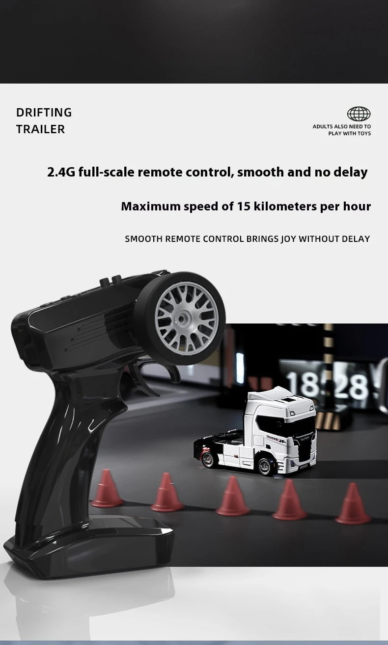 1/43 Mini RC Car Remote Control Trailer Truck Drift Desktop Toy Indoor Racing Vehicle Toys for Boys Kids Christmas Gifts.