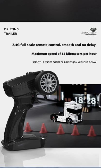 1/43 Mini RC Car Remote Control Trailer Truck Drift Desktop Toy Indoor Racing Vehicle Toys for Boys Kids Christmas Gifts.