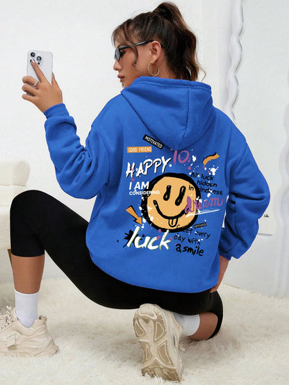 Interesting Graffiti Printing Women Hoodie Fashion Street Hoody Casual Versatile Sweatshirt Autumn Fleece S-Xxl Female Clothing.