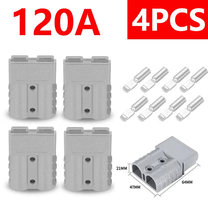 4Pcs Anderson Plug 50A/120A Anderson Connector Power 2 Pin Battery Charging Plug Connector.