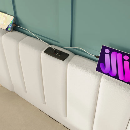 KOMHTOM Polsterbett, Stauraumbett mit LED und USB-C Ladefunktion, PU (Ohne Matratze und Nachttisch)
