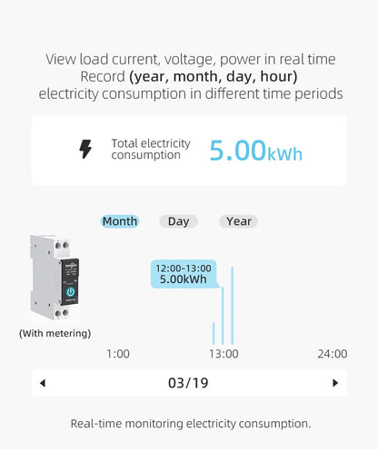 Tuya WiFi Smart Circuit Breaker 1P 63A DIN-Schiene für Smart Home Drahtlose Fernbedienung WiFi Schalter durch APP TONGOU.